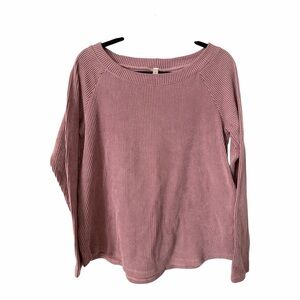 EMERALD LONG SLEEVE Pink Ribbed Top size Medium